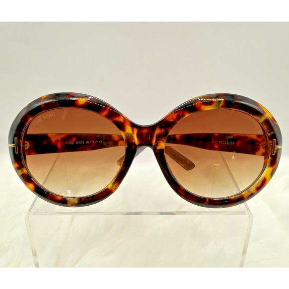 Tom Ford Liya-02 Dark Tortoise Havana Round Frame Sunglasses W/Case & Box main image 6